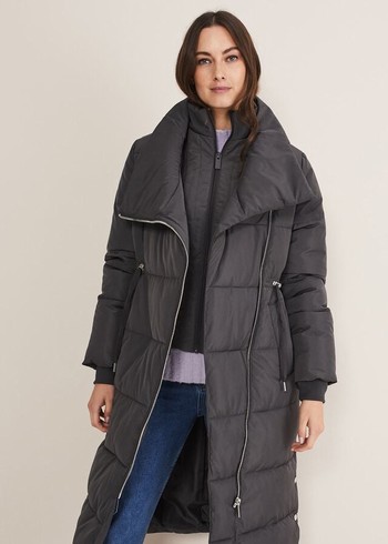 Phase Eight Rae Asymetric Long Puffer Coats Grey Australia | PS7928350